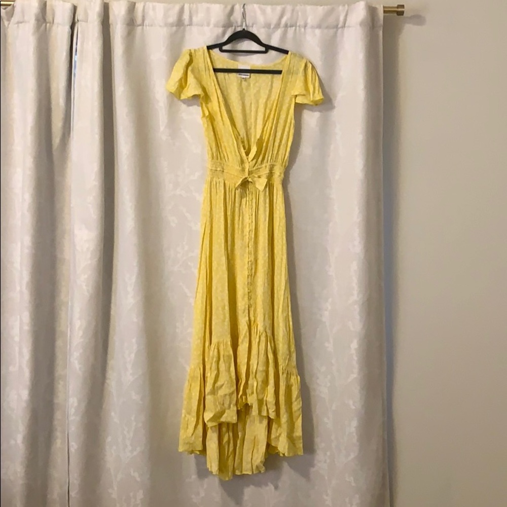 Yellow floral high low summer dress